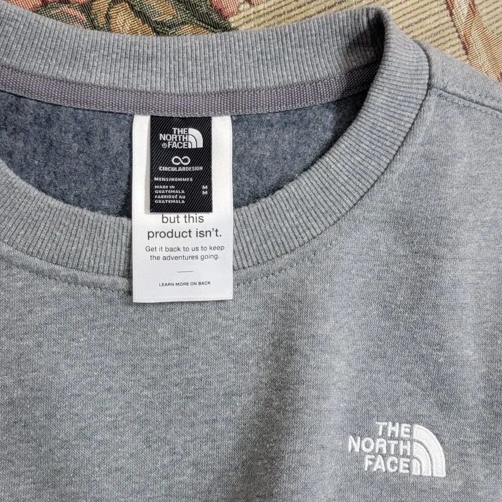 The North Face Sweatshirt Mens M Gray Fleece Crewneck Circular Design Pullover